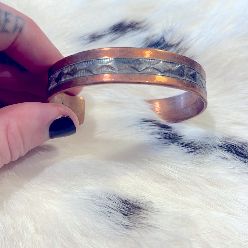 Copper and silver cuff